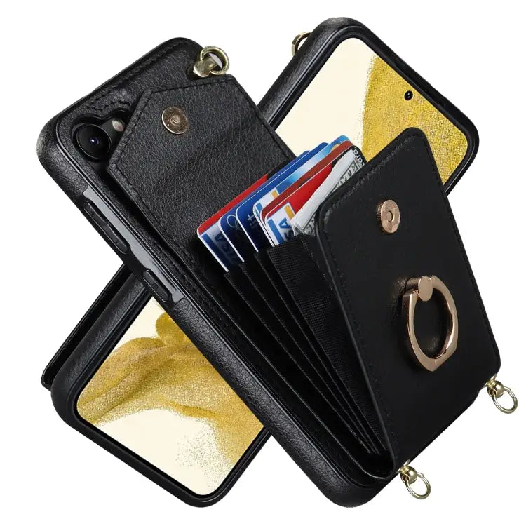 Ring Holder RFID Card Slot Phone Case with Long Lanyard For Samsung Galaxy S23+ 5G For Samsung Galaxy S23 Ultra 5G