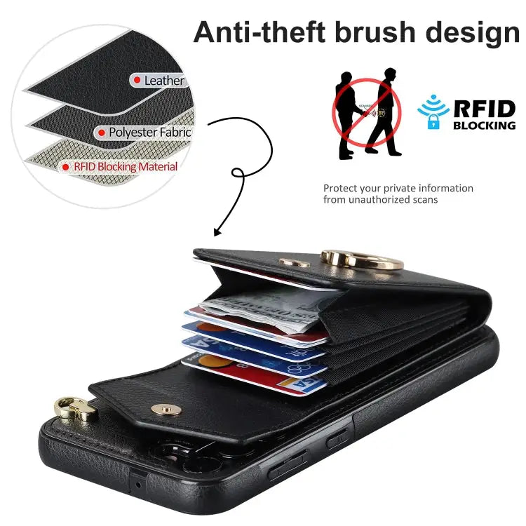 Ring Holder RFID Card Slot Phone Case with Long Lanyard For Samsung Galaxy S22 5G For Samsung Galaxy S22+ 5G