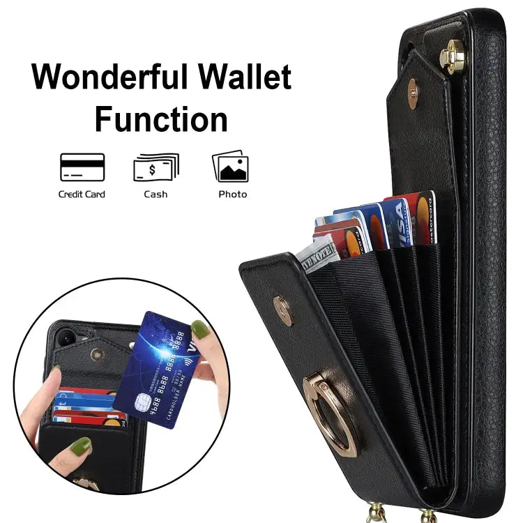 Ring Holder RFID Card Slot Phone Case with Long Lanyard For Samsung Galaxy S22 5G For Samsung Galaxy S22+ 5G