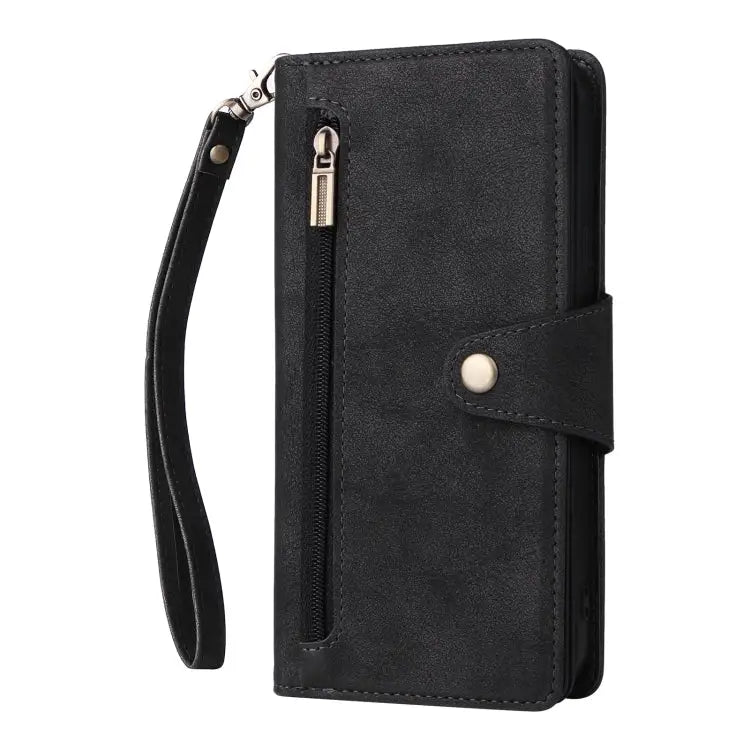 Rivet Buckle 9 Cards Three Fold Leather Phone Case For iPhone 12 For iPhone 12 mini For iPhone 12 Pro Max For iPhone 13
