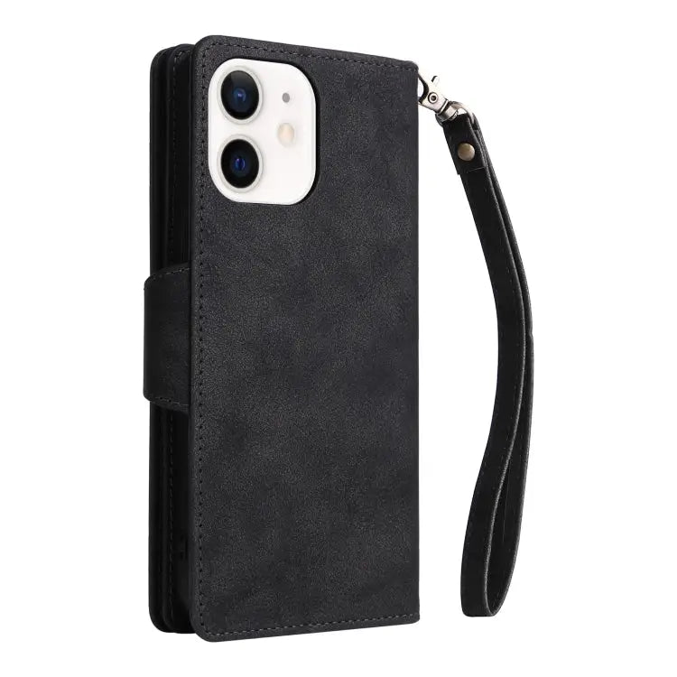 Rivet Buckle 9 Cards Three Fold Leather Phone Case For iPhone 12 For iPhone 12 mini For iPhone 12 Pro Max For iPhone 13