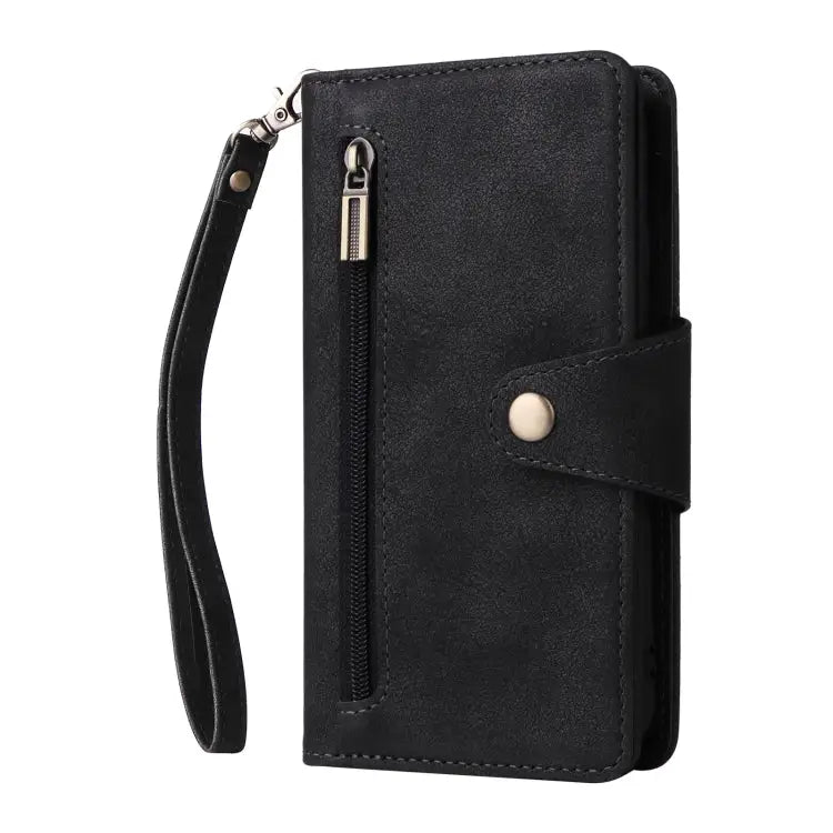 Rivet Buckle 9 Cards Three Fold Leather Phone Case For iPhone 7/8/SE 2020 For iPhone 7 Plus/8 Plus For iPhone 11