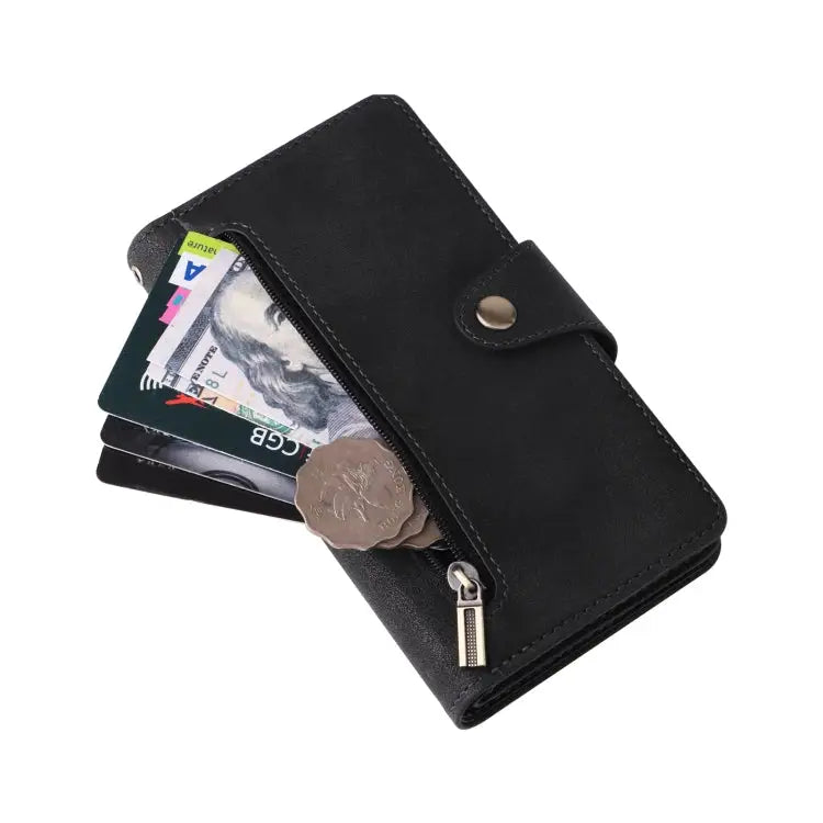 Rivet Buckle 9 Cards Three Fold Leather Phone Case For iPhone 7/8/SE 2020 For iPhone 7 Plus/8 Plus For iPhone 11