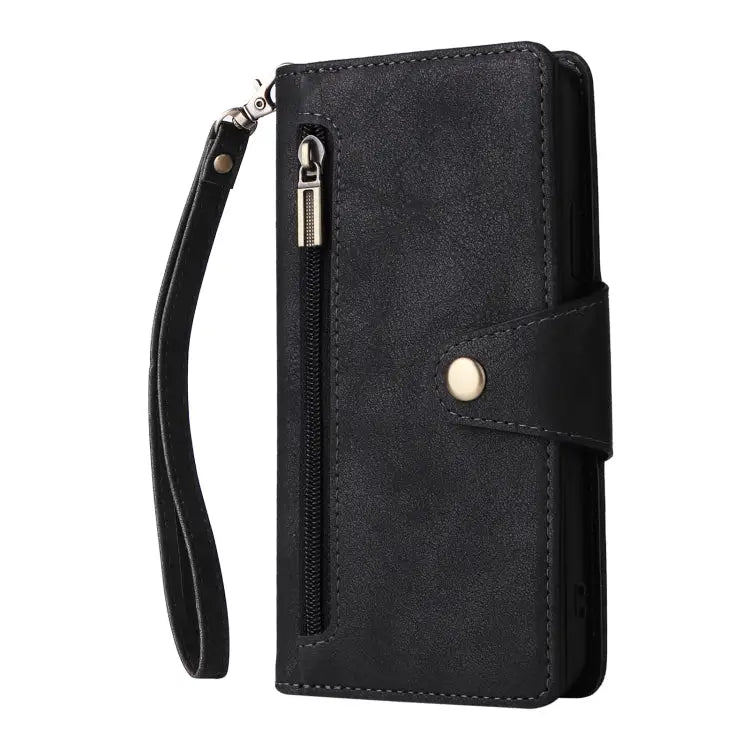 Rivet Buckle 9 Cards Three Fold Leather Phone Case For iPhone X/XS For iPhone XR For iPhone XS Max For iPhone 11 Pro