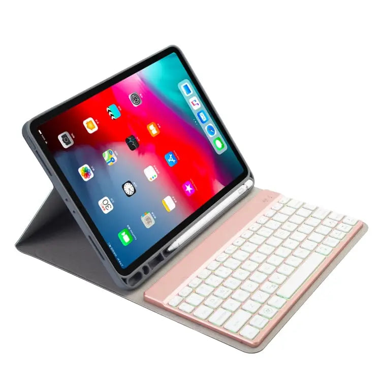 RK11A Backlight TPU Multi Color Light Bluetooth Keyboard Horizontal Flip Leather Case for iPad Pro 11 2020 / 2018