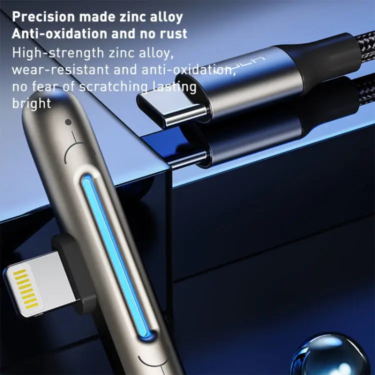 ROCK RCB0811 M3 20W USB-C/Type-C to 8 Pin Zinc Alloy Fast Charging Mobile Game Data Cable Length: 1m - Type-C to 8 Pin