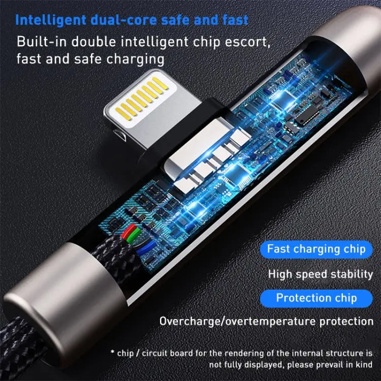 ROCK RCB0811 M3 20W USB-C/Type-C to 8 Pin Zinc Alloy Fast Charging Mobile Game Data Cable Length: 1m - Type-C to 8 Pin
