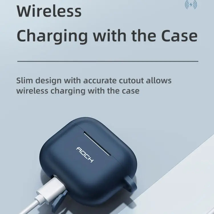 ROCK RPC3013 Silicone Earphone Protective Case with Hook For AirPods 3 - Black - Apple Accessories