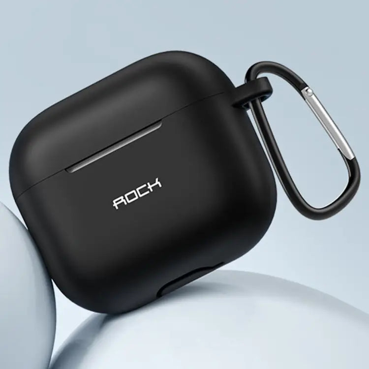 ROCK RPC3013 Silicone Earphone Protective Case with Hook For AirPods 3 - Black - Apple Accessories