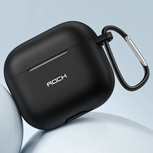 ROCK RPC3013 Silicone Earphone Protective Case with Hook For AirPods 3 - Black - Apple Accessories