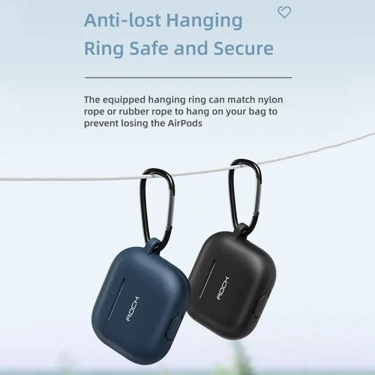 ROCK RPC3013 Silicone Earphone Protective Case with Hook For AirPods 3 - Black - Apple Accessories