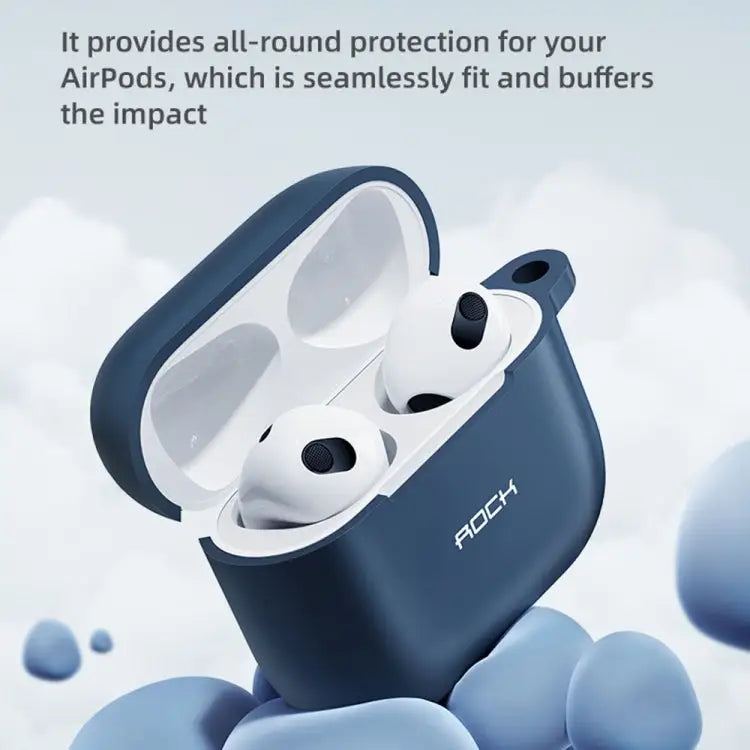 ROCK RPC3013 Silicone Earphone Protective Case with Hook For AirPods 3 - Black - Apple Accessories
