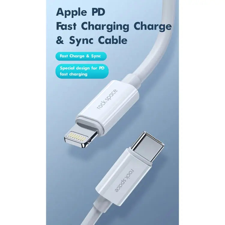 ROCK Space Z19 PD 20W 3A USB-C / Type-C to 8 Pin Fast Charging TPE Data Cable Cable Length: 1m - Z19