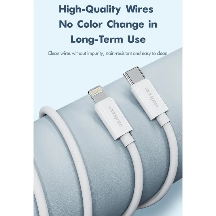 ROCK Space Z19 PD 20W 3A USB-C / Type-C to 8 Pin Fast Charging TPE Data Cable Cable Length: 1m - Z19