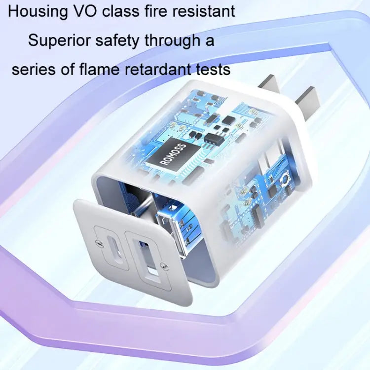 ROMOSS PD20W Fast Charger For Apple/Huawei And Xiaomi CN Plug Single-port Double-port For Apple PD Charging Cable