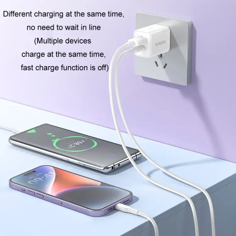ROMOSS PD20W Fast Charger For Apple/Huawei And Xiaomi CN Plug Single-port Double-port For Apple PD Charging Cable