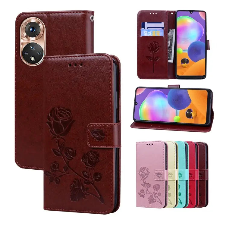 Rose Embossed Flip PU Leather Phone Case For Honor X7/Play 30 Plus For Samsung Galaxy M33 5G Global For Samsung Galaxy