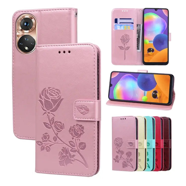 Rose Embossed Flip PU Leather Phone Case For Honor X7/Play 30 Plus For Samsung Galaxy M33 5G Global For Samsung Galaxy
