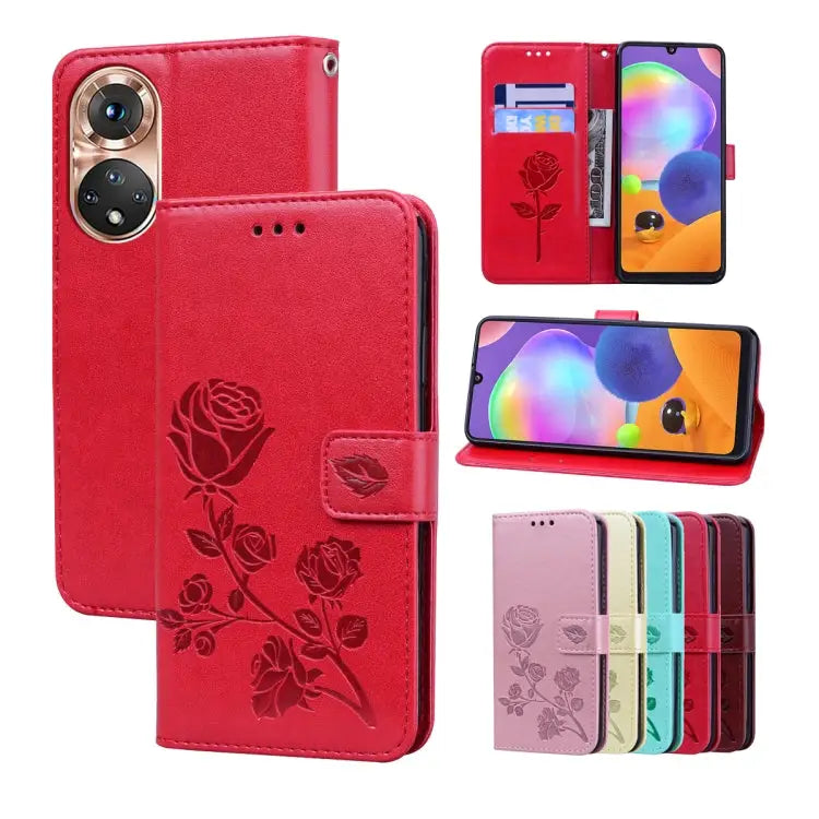 Rose Embossed Flip PU Leather Phone Case For Honor X7/Play 30 Plus For Samsung Galaxy M33 5G Global For Samsung Galaxy
