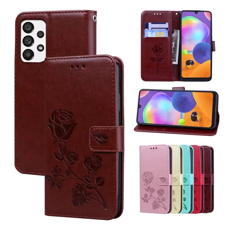 Rose Embossed Flip PU Leather Phone Case For Honor X7/Play 30 Plus For Samsung Galaxy M33 5G Global For Samsung Galaxy