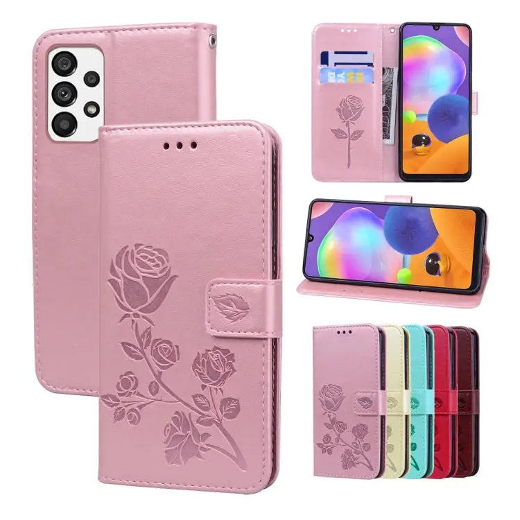 Rose Embossed Flip PU Leather Phone Case For Honor X7/Play 30 Plus For Samsung Galaxy M33 5G Global For Samsung Galaxy