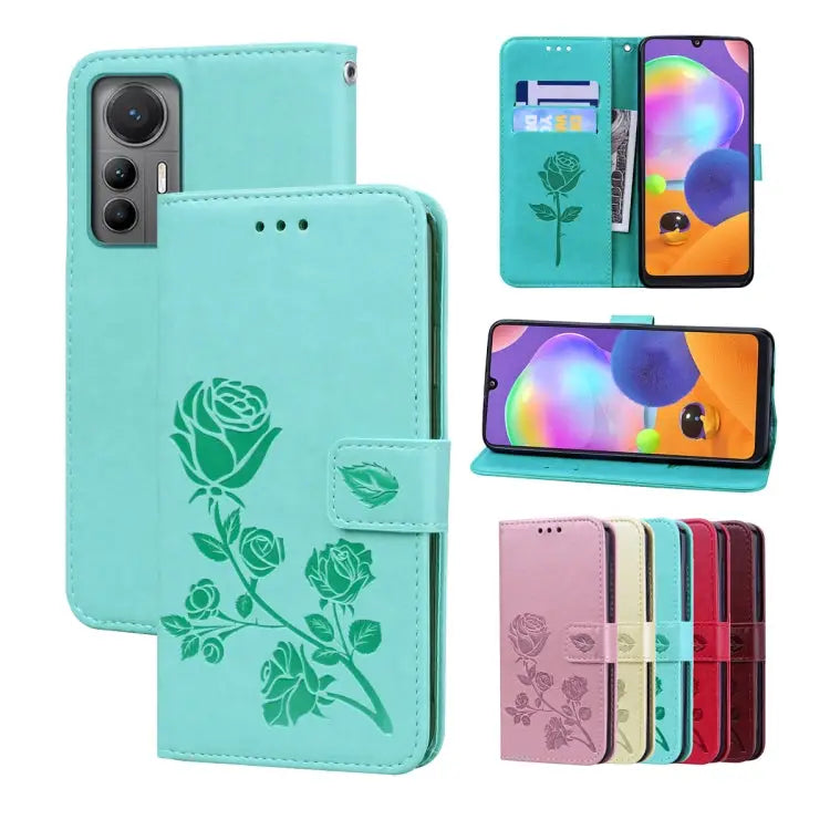 Rose Embossed Flip PU Leather Phone Case For Xiaomi 12/12X For Xiaomi 12 Lite For Xiaomi 12 Pro For Xiaomi Redmi Note