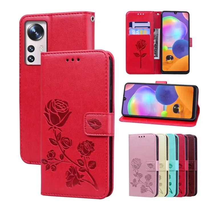 Rose Embossed Flip PU Leather Phone Case For Xiaomi 12/12X For Xiaomi 12 Lite For Xiaomi 12 Pro For Xiaomi Redmi Note