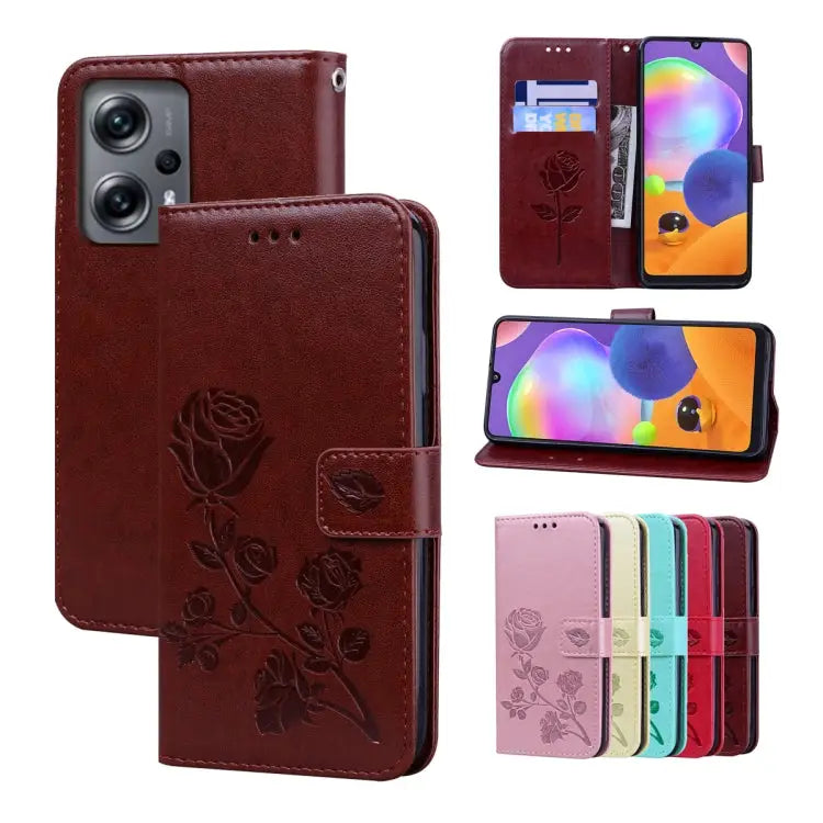 Rose Embossed Flip PU Leather Phone Case For Xiaomi 12/12X For Xiaomi 12 Lite For Xiaomi 12 Pro For Xiaomi Redmi Note
