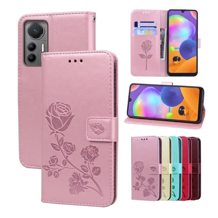 Rose Embossed Flip PU Leather Phone Case For Xiaomi 12/12X For Xiaomi 12 Lite For Xiaomi 12 Pro For Xiaomi Redmi Note