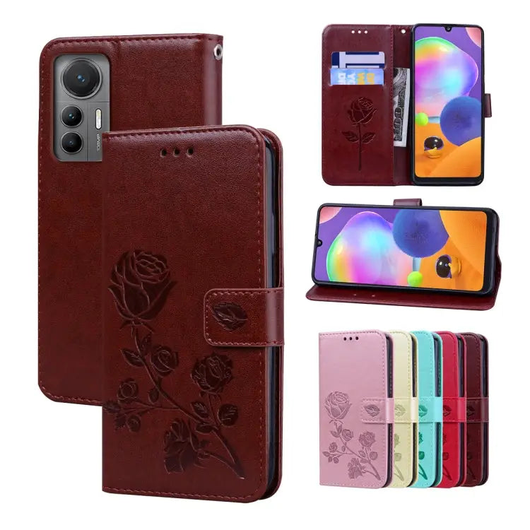 Rose Embossed Flip PU Leather Phone Case For Xiaomi 12/12X For Xiaomi 12 Lite For Xiaomi 12 Pro For Xiaomi Redmi Note