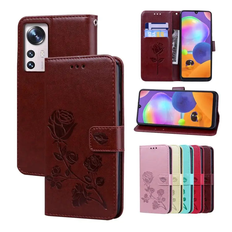Rose Embossed Flip PU Leather Phone Case For Xiaomi 12/12X For Xiaomi 12 Lite For Xiaomi 12 Pro For Xiaomi Redmi Note