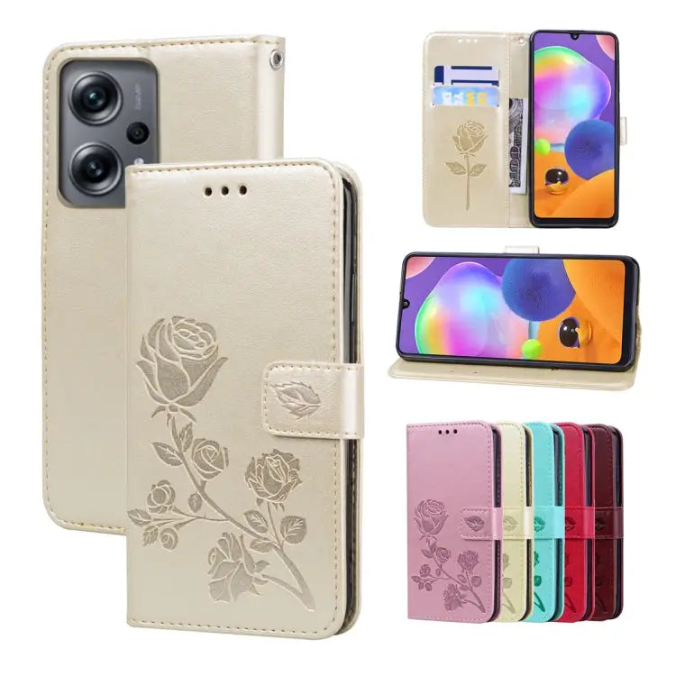 Rose Embossed Flip PU Leather Phone Case For Xiaomi 12/12X For Xiaomi 12 Lite For Xiaomi 12 Pro For Xiaomi Redmi Note