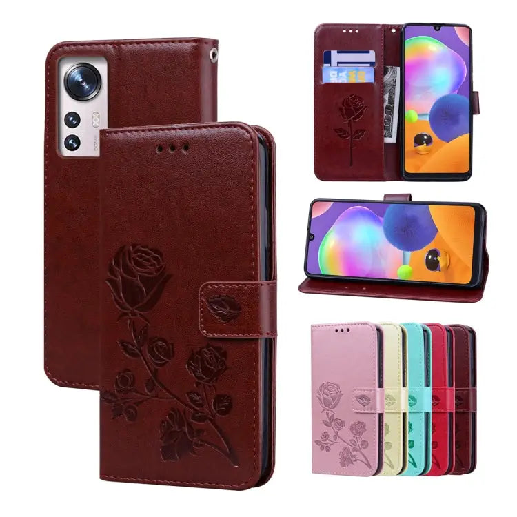 Rose Embossed Flip PU Leather Phone Case For Xiaomi 12/12X For Xiaomi 12 Lite For Xiaomi 12 Pro For Xiaomi Redmi Note