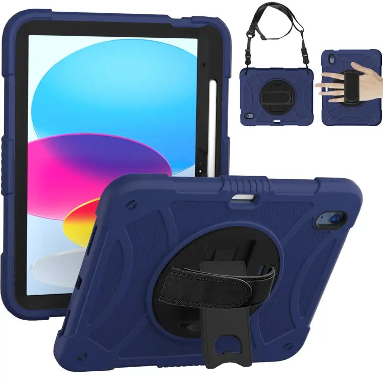 Rotary Grab Silicone And PC Tablet Case For iPad 10th 10.9 2022 - For iPad 10th 10.9 2022 / Navy Blue - Apple