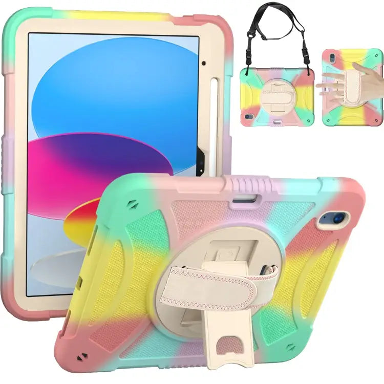Rotary Grab Silicone And PC Tablet Case For iPad 10th 10.9 2022 - For iPad 10th 10.9 2022 / Colorful - Apple Accessories