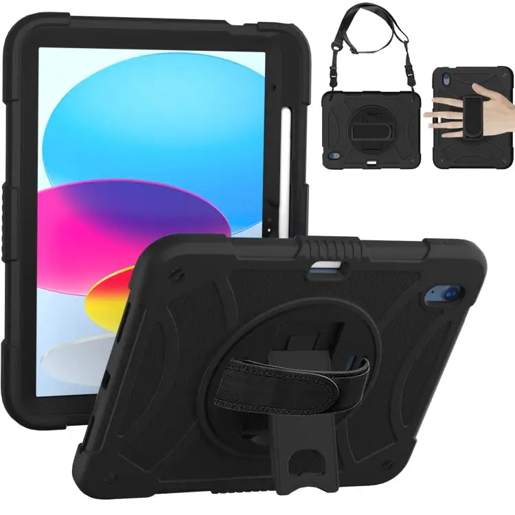 Rotary Grab Silicone And PC Tablet Case For iPad 10th 10.9 2022 - For iPad 10th 10.9 2022 / Black - Apple Accessories