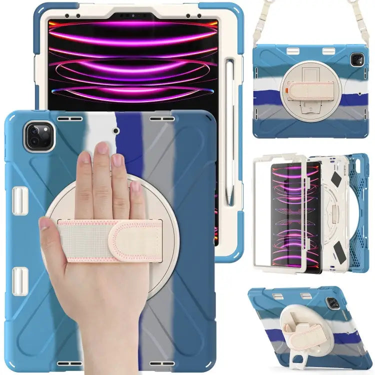 Rotatable Holder Silicone Hybrid PC Tablet Case with Shoulder Strap For iPad Pro 12.9 2022 / 2021 - For iPad Pro 12.9