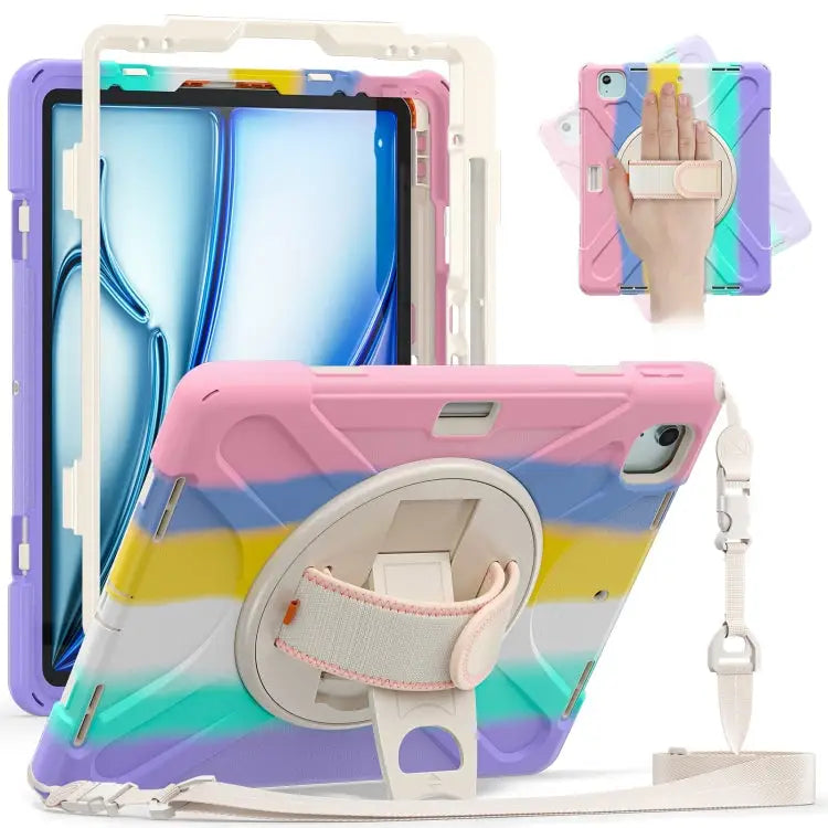 Rotatable Holder Silicone Hybrid PC Tablet Case with Shoulder Strap For iPad Pro 12.9 2022 / 2021 - For iPad Pro 12.9