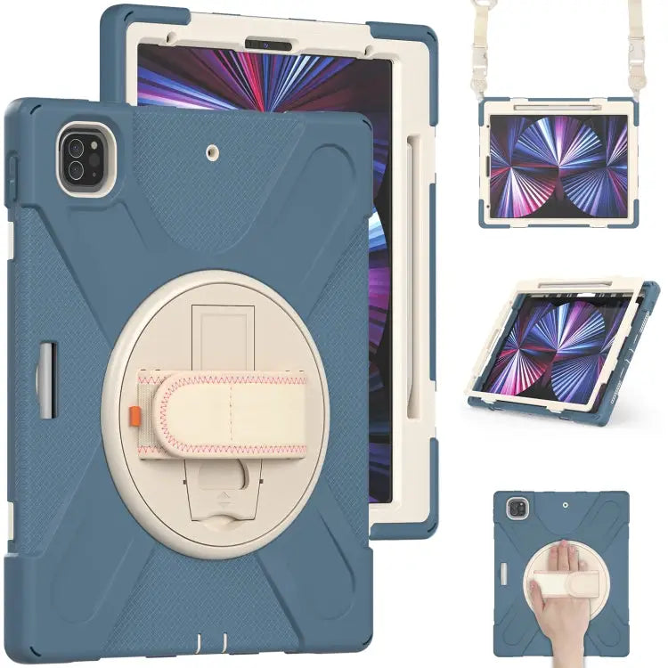 Rotatable Holder Silicone Hybrid PC Tablet Case with Shoulder Strap For iPad Pro 12.9 2022 / 2021 - For iPad Pro 12.9