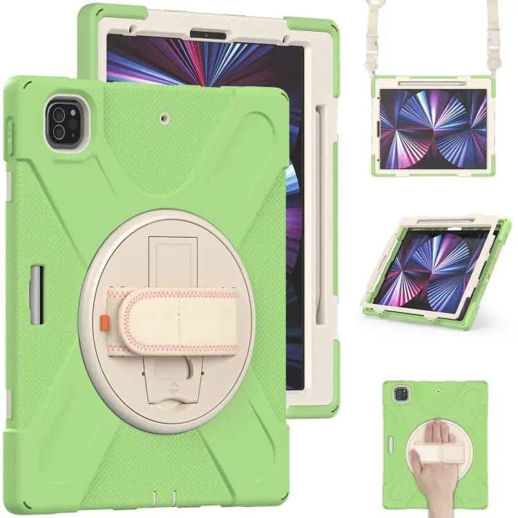 Rotatable Holder Silicone Hybrid PC Tablet Case with Shoulder Strap For iPad Pro 12.9 2022 / 2021 - For iPad Pro 12.9