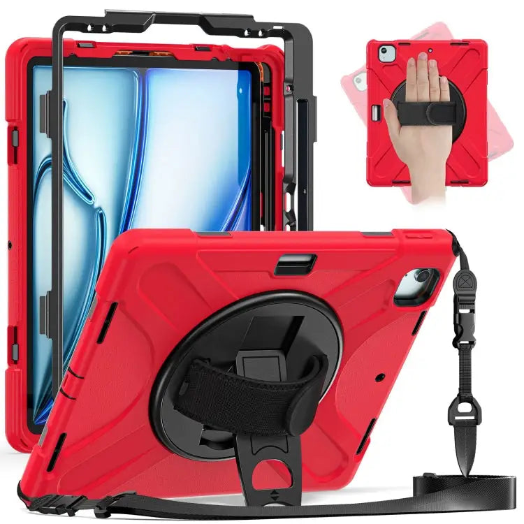 Rotatable Holder Silicone Hybrid PC Tablet Case with Shoulder Strap For iPad Pro 12.9 2022 / 2021 - For iPad Pro 12.9