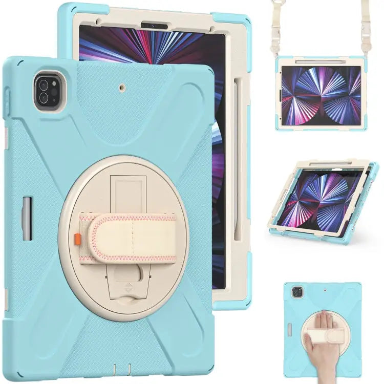Rotatable Holder Silicone Hybrid PC Tablet Case with Shoulder Strap For iPad Pro 12.9 2022 / 2021 - For iPad Pro 12.9