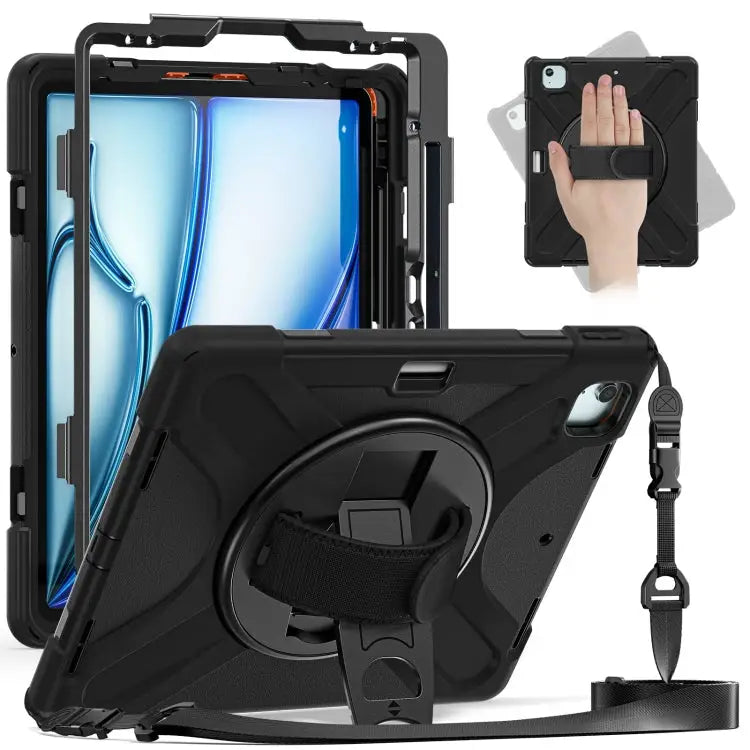Rotatable Holder Silicone Hybrid PC Tablet Case with Shoulder Strap For iPad Pro 12.9 2022 / 2021 - For iPad Pro 12.9