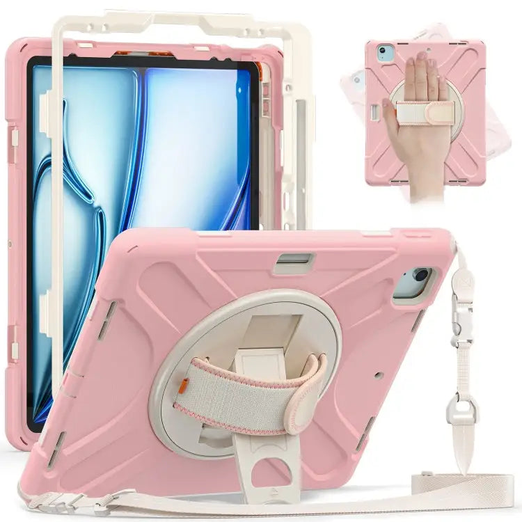 Rotatable Holder Silicone Hybrid PC Tablet Case with Shoulder Strap For iPad Pro 12.9 2022 / 2021 - For iPad Pro 12.9