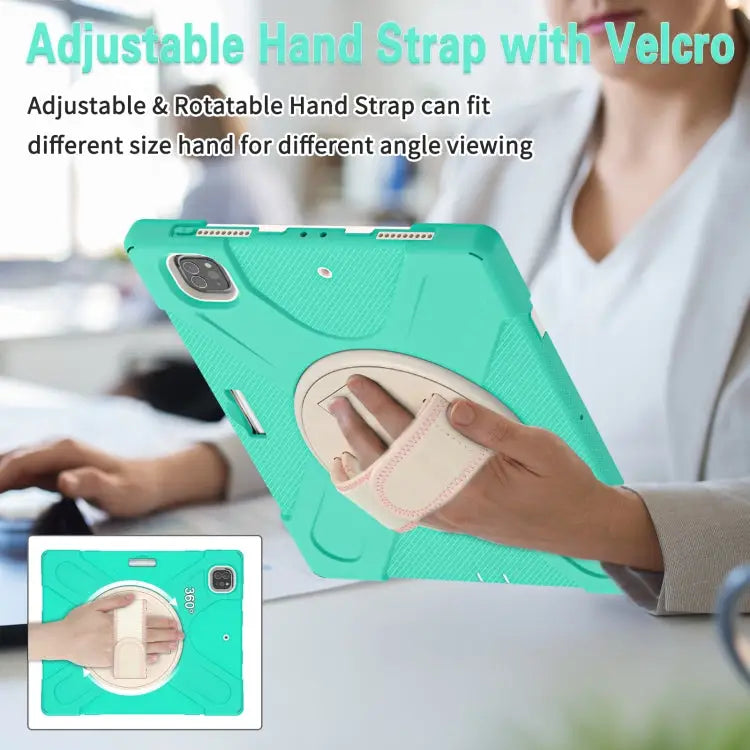 Rotatable Holder Silicone Hybrid PC Tablet Case with Shoulder Strap For iPad Pro 12.9 2022 / 2021 - Apple Accessories