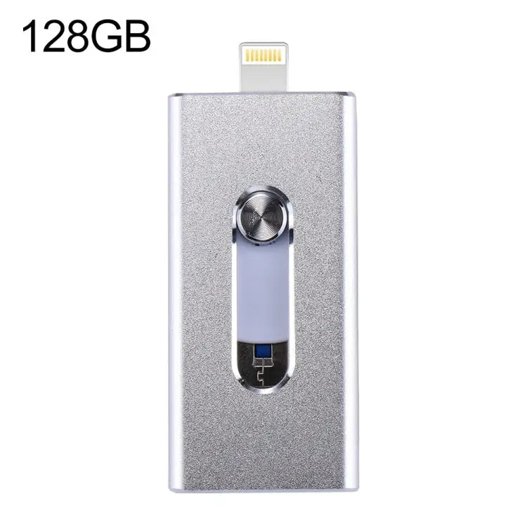 RQW-02 3 in 1 USB 2.0 & 8 Pin & Micro USB 128GB Flash Drive - RQW-02 Silver