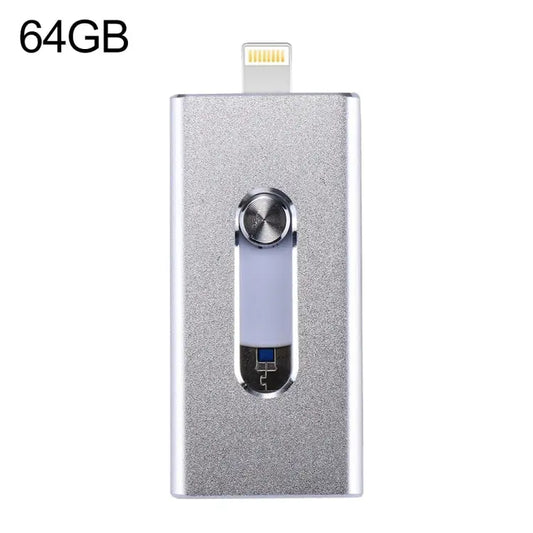 RQW-02 3 in 1 USB 2.0 & 8 Pin & Micro USB 64GB Flash Drive - RQW-02 Silver