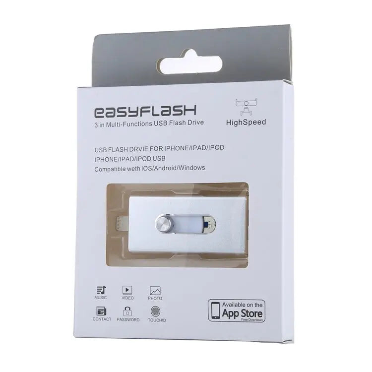 RQW-02 3 in 1 USB 2.0 & 8 Pin & Micro USB 64GB Flash Drive - RQW-02 Silver