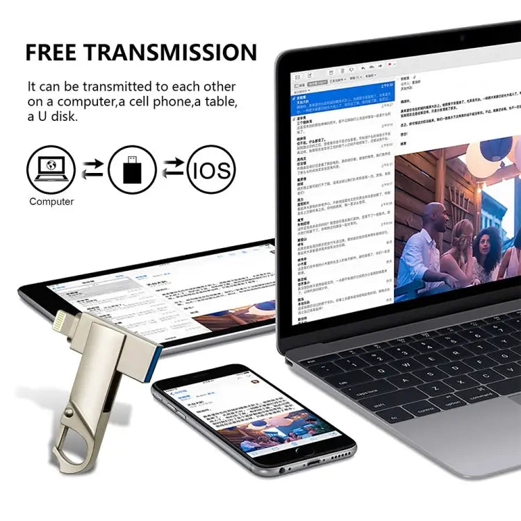 RQW-10F 2 in 1 USB 2.0 & 8 Pin 64GB Keychain Flash Drive - RQW-10F