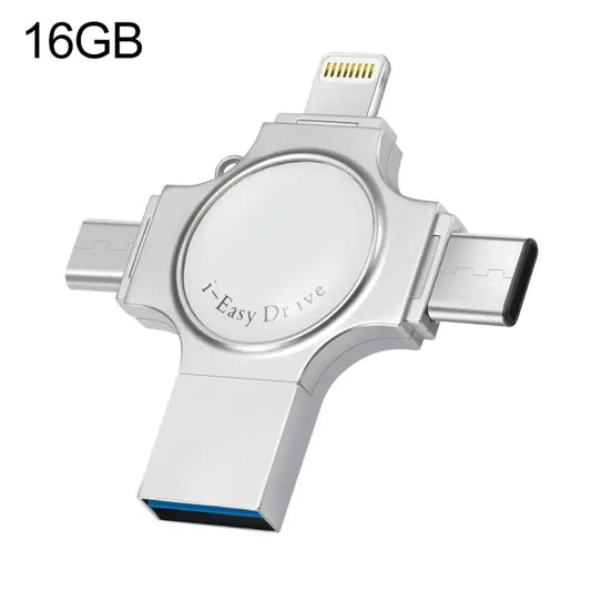 RQW-11S 4 in 1 USB 2.0 & 8 Pin & Micro USB & USB-C / Type-C 16GB Flash Drive - RQW-11S